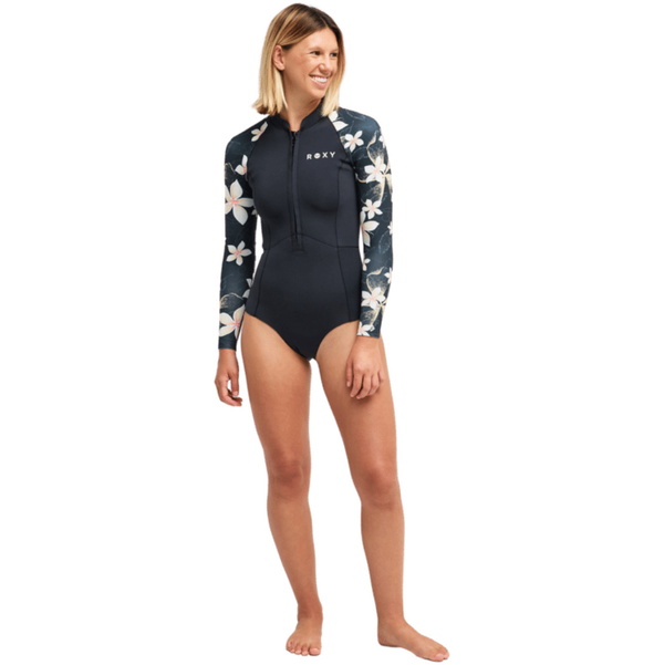 2026 Roxy Womens Swell Natural 1mm Front Zip Long Sleeve Spring Wetsuit 26BW243506 - Hibiscus Real